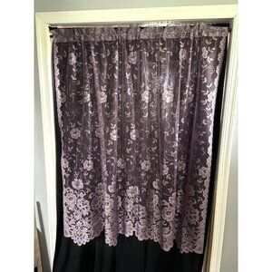 Dark Purple Floral Lace Curtain Panel Set 56"W X 53"L